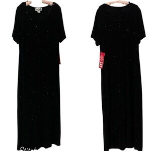 NWT Ronni Nicole Black Sparkle Glitter Black Maxi Gown  Dress Size 2X Plus Size